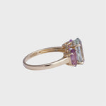 Amara - Vintage Prasioliet & Amethyst Trilogie Ring 9k goud, Objet Dore