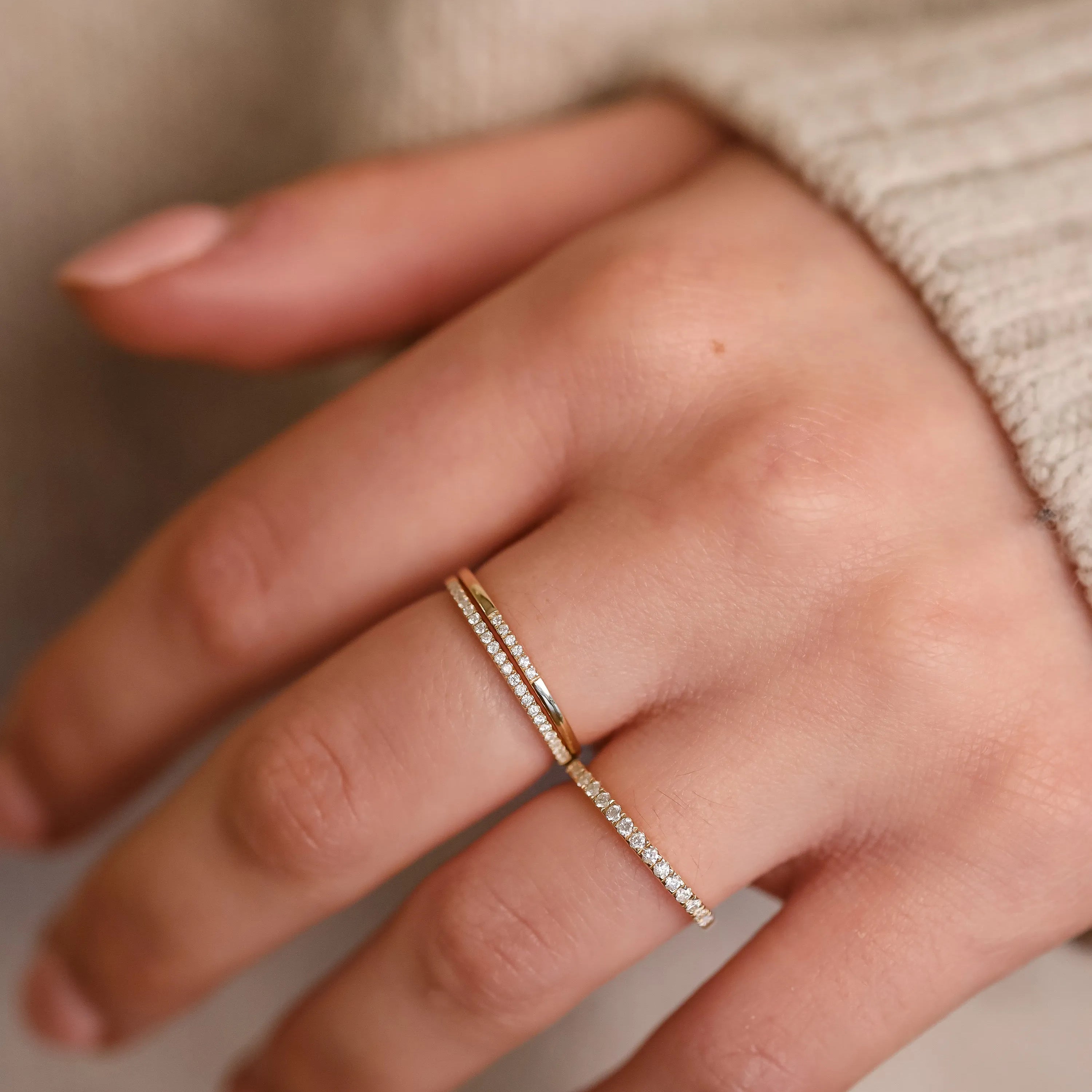 Geboortesteen April - Diamant Alliance Pavé Ring 14 karaat goud, Objet Dore