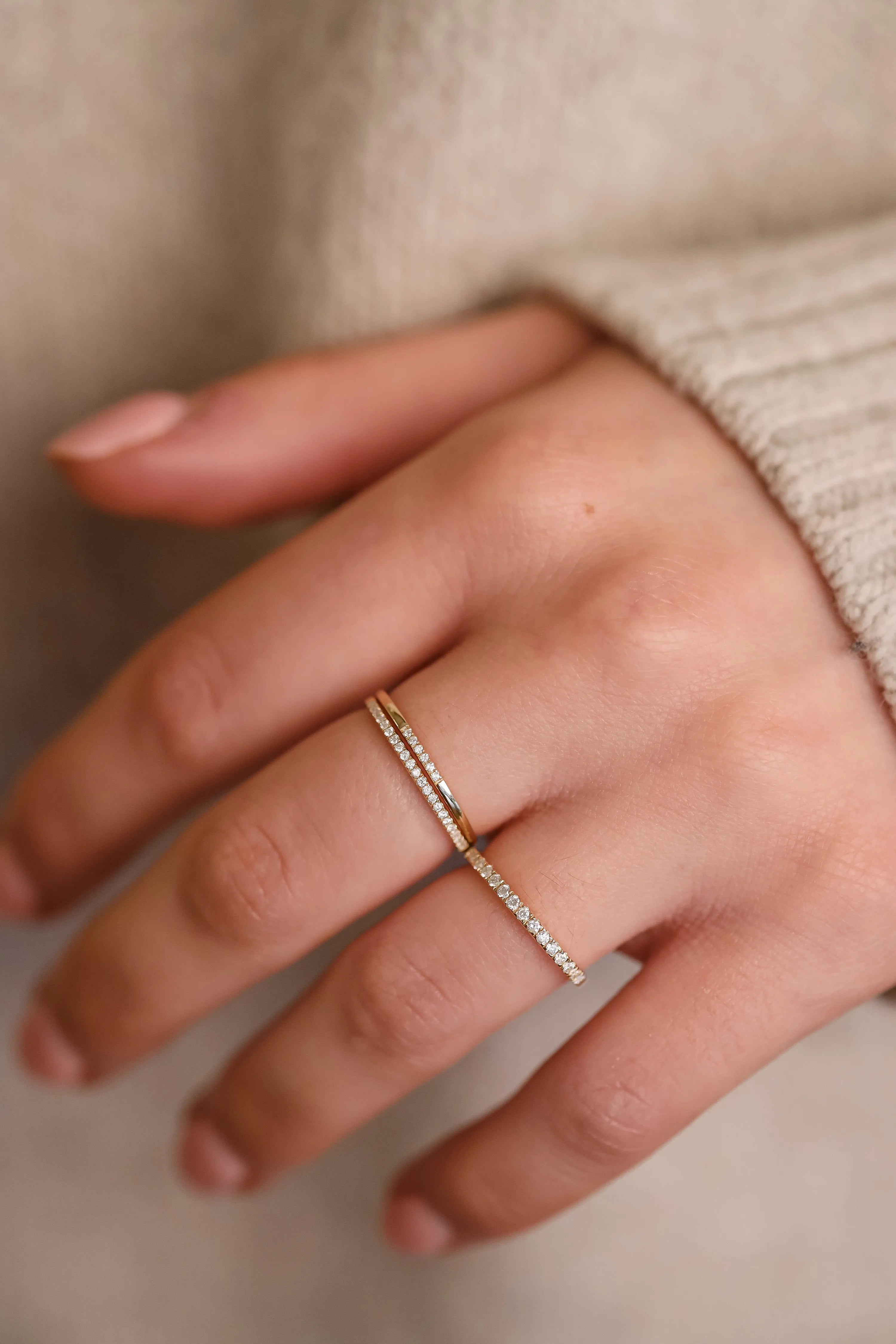Geboortesteen April - Diamant Alliance Pavé Ring 14 karaat goud, Objet Dore