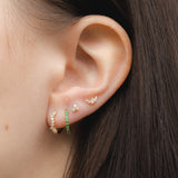 Triple Diamant Stud Piercing 14k goud, Objet Dore