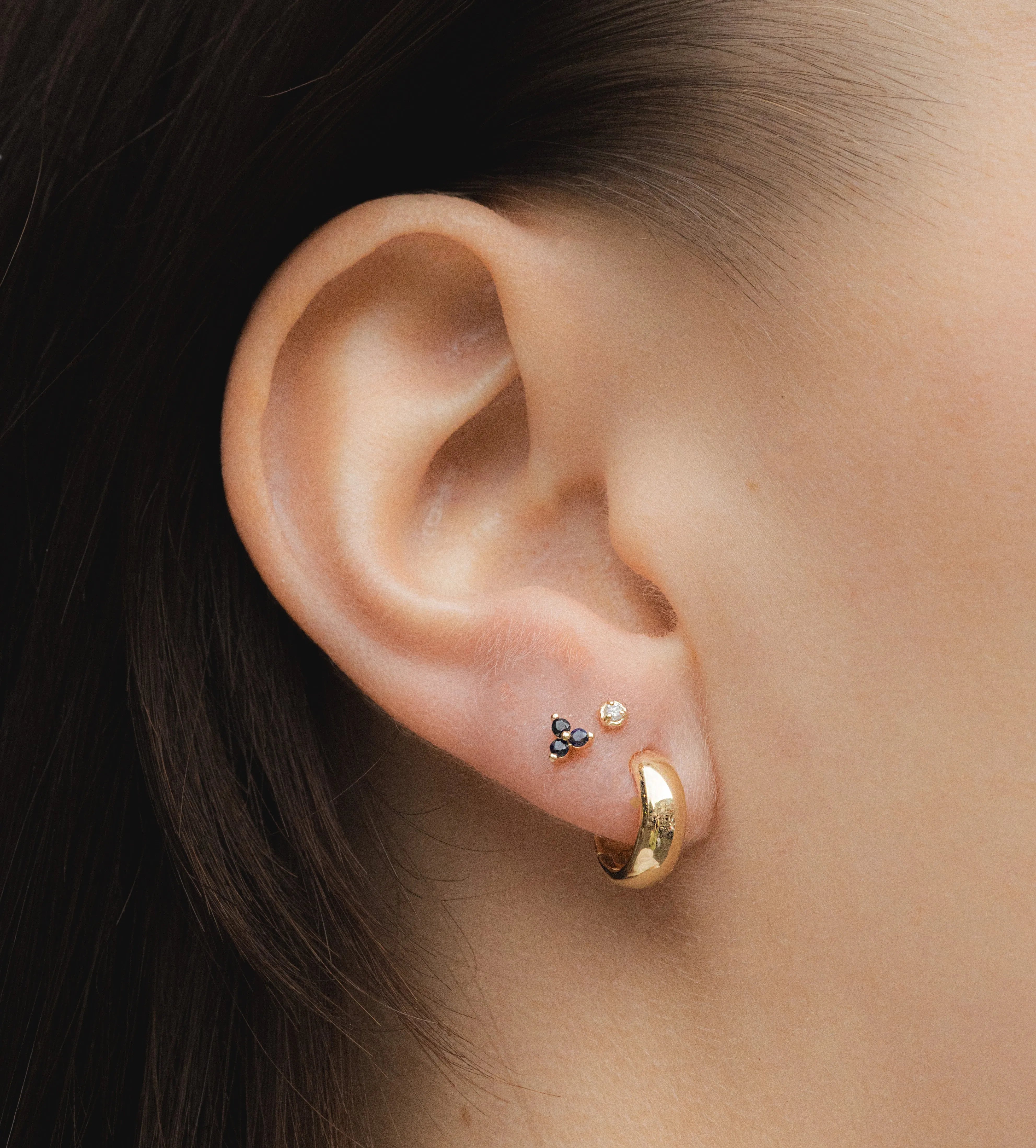 Diamant Stud Piercing 14k geelgoud, Objet Dore