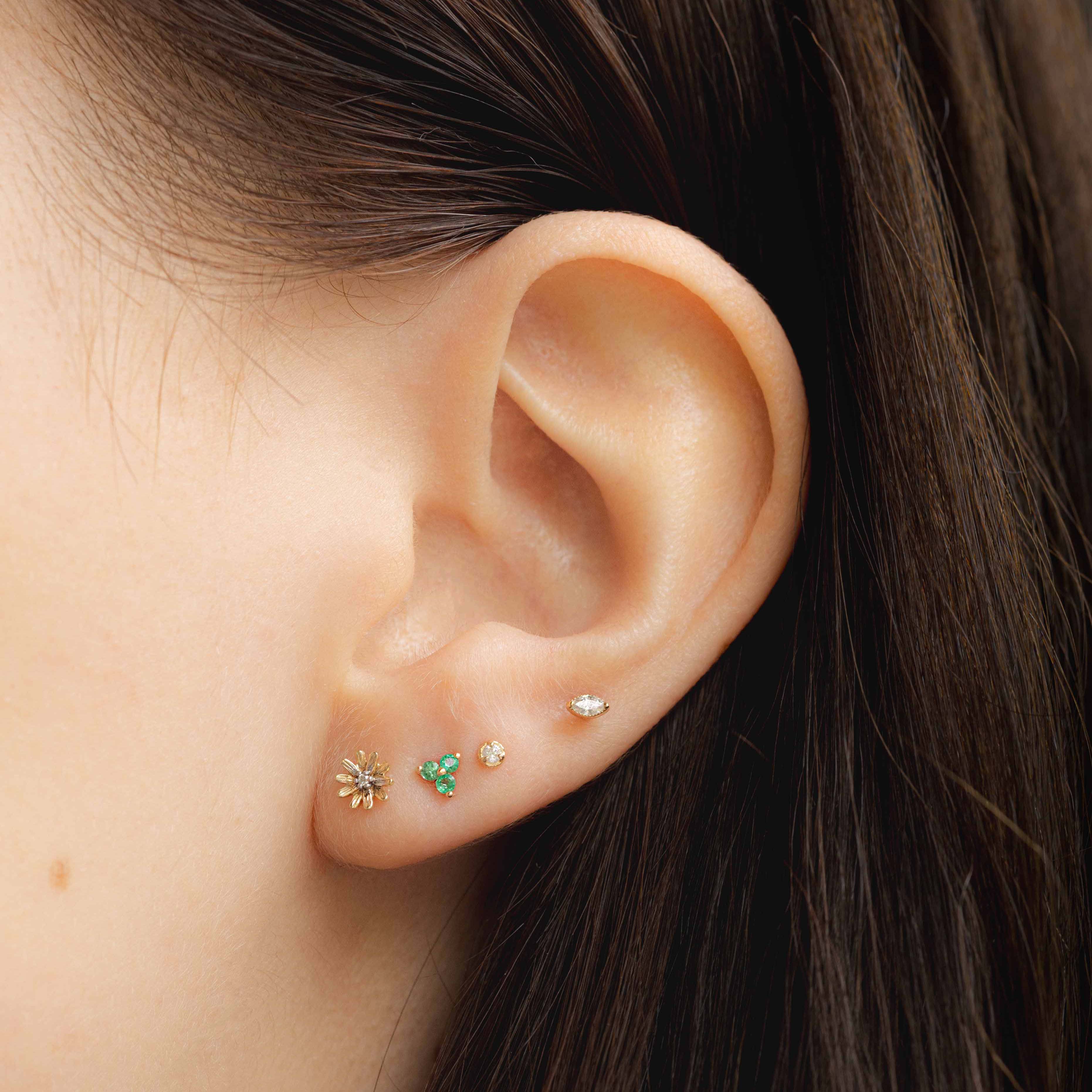 Diamant Stud Piercing 14k geelgoud, Objet Dore
