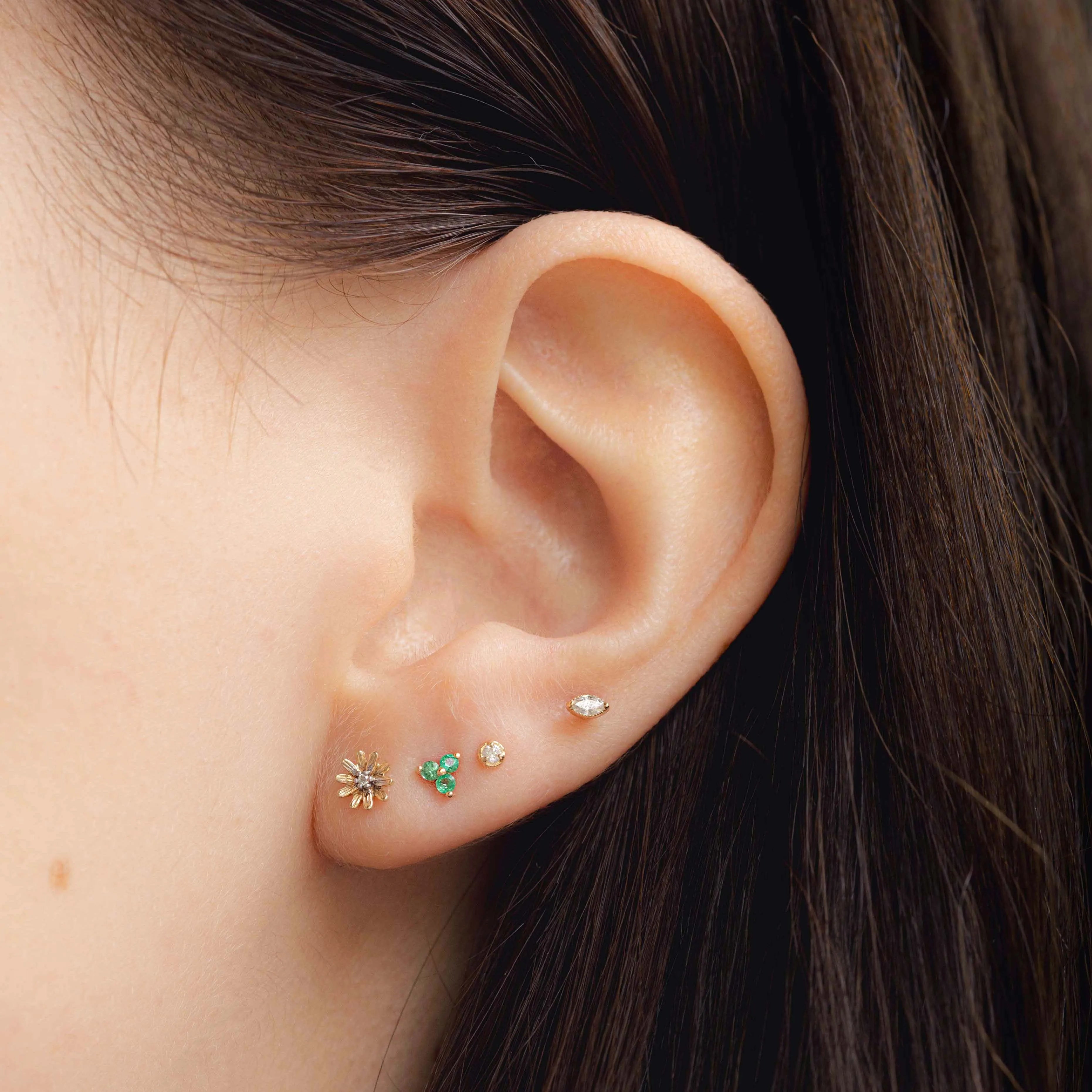 Diamant Stud Piercing 14k geelgoud, Objet Dore