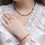 Watermeloen toermalijn collier en armband