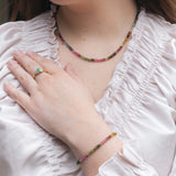 Watermeloen toermalijn collier en armband