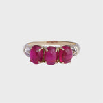 Lena - Cabochon geslepen Roze Toermalijn & Diamant Trilogie Ring 9k goud, Objet Dore