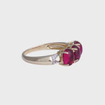 Lena - Cabochon geslepen Roze Toermalijn & Diamant Trilogie Ring 9k goud, Objet Dore