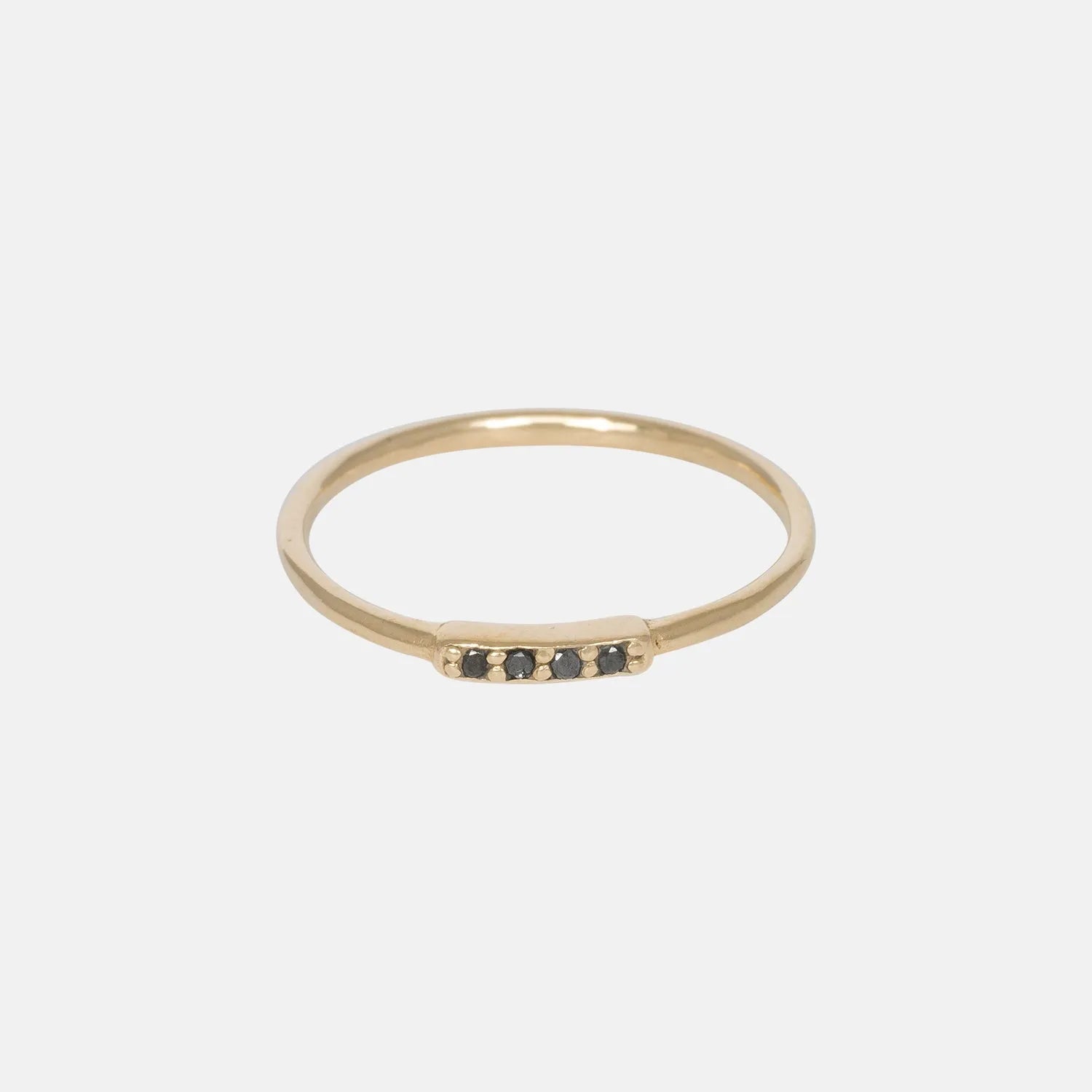 Pinkring Zwarte Diamant 14 karaat goud, Objet Dore