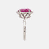 Robijn Diamant Halo Ring 14 karaat goud, Objet Dore