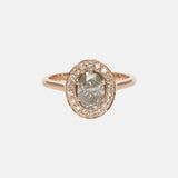 Licht Grijze Ovaal geslepen Diamant Halo Ring 14 karaat goud, Objet Dore