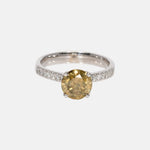 Groengele Briljant Geslepen Diamanten Pave Ring 14 karaat goud, Objet Dore
