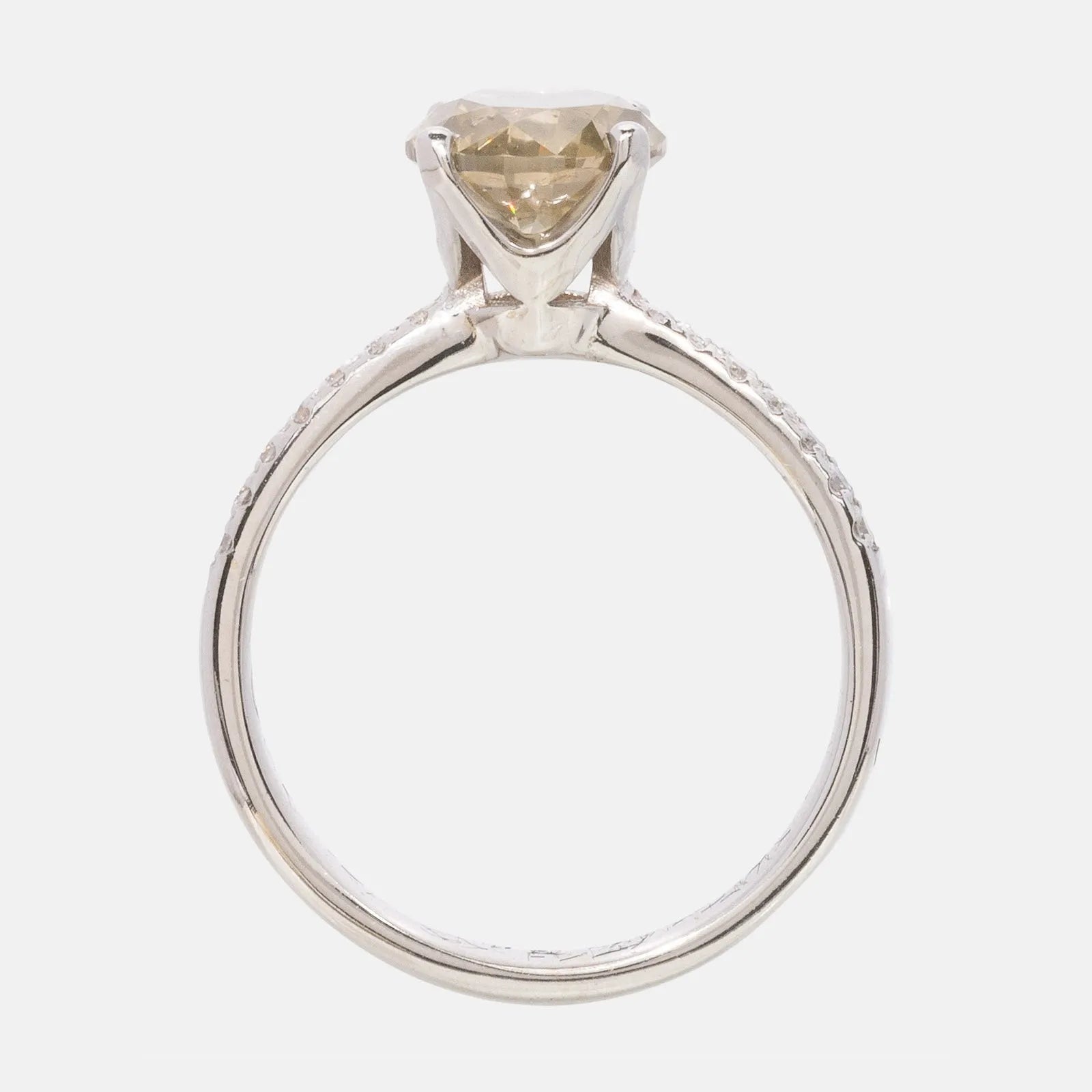 Groengele Briljant Geslepen Diamanten Pave Ring 14 karaat goud, Objet Dore