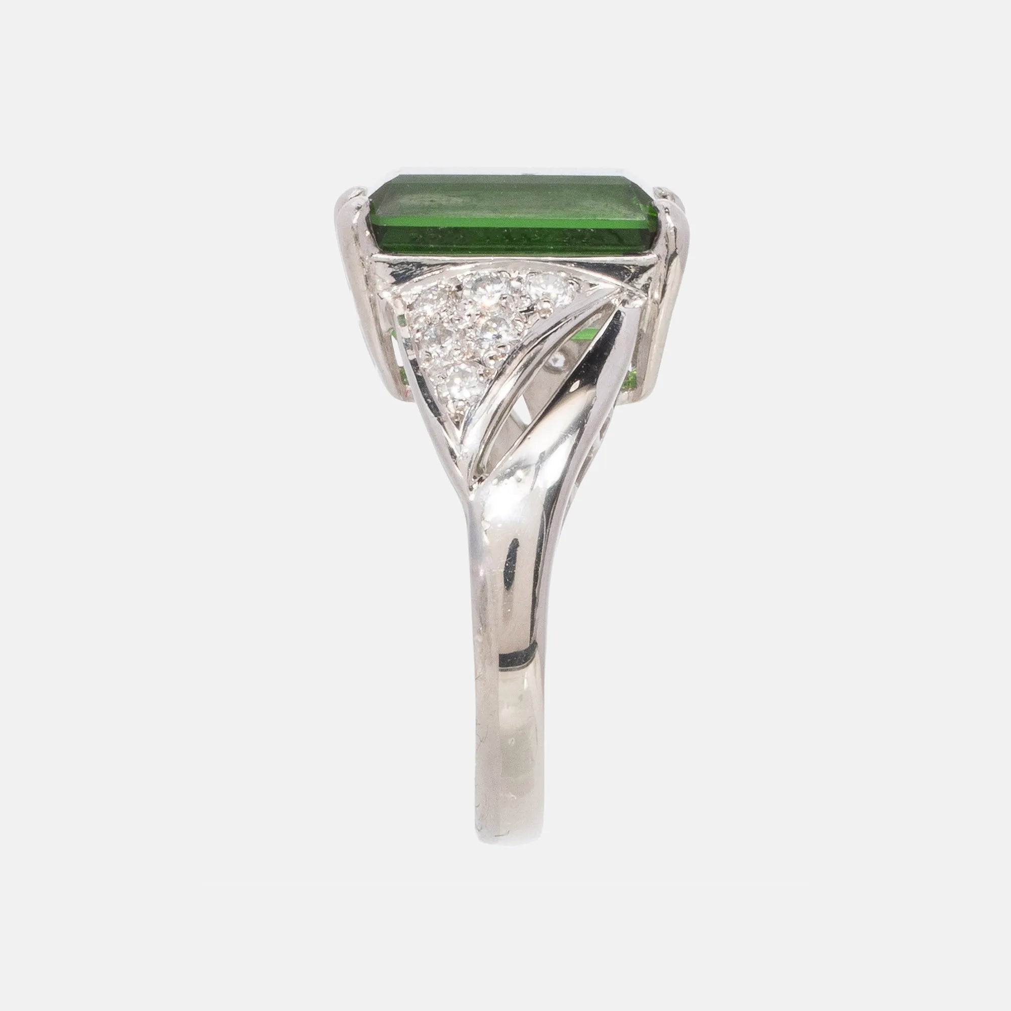 5.3ct Groene Chroom Toermalijn Diamant Ring Platinum, Objet Dore
