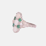 Selena - Vintage 9k Witgoud Georgian Opaal & Smaragd cluster ring, Objet Dore