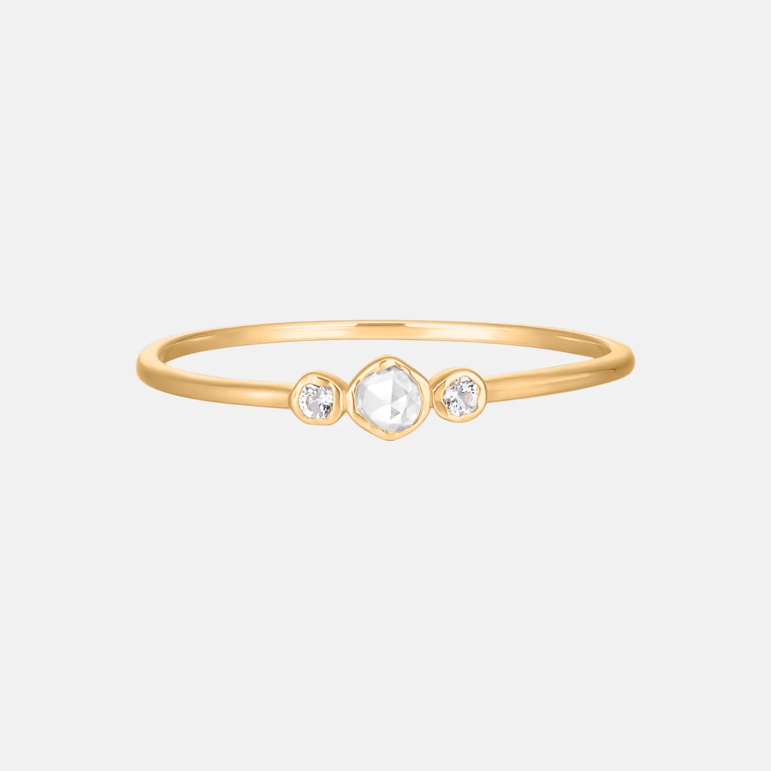 Fine Witte Topaas & Saffier Ring 14k goud, Objet Dore