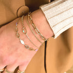 Paperclip Armband Lila Emaille 14k goud, Objet Dore