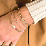 Paperclip Armband Lila Emaille 14k goud, Objet Dore