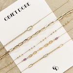 Paperclip Armband Lila Emaille 14k goud, Objet Dore