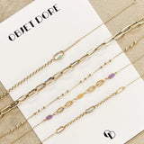 Paperclip Armband Lila Emaille 14k goud, Objet Dore