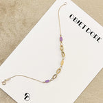 Paperclip Armband Lila Emaille 14k goud, Objet Dore