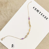 Paperclip Armband Lila Emaille 14k goud, Objet Dore