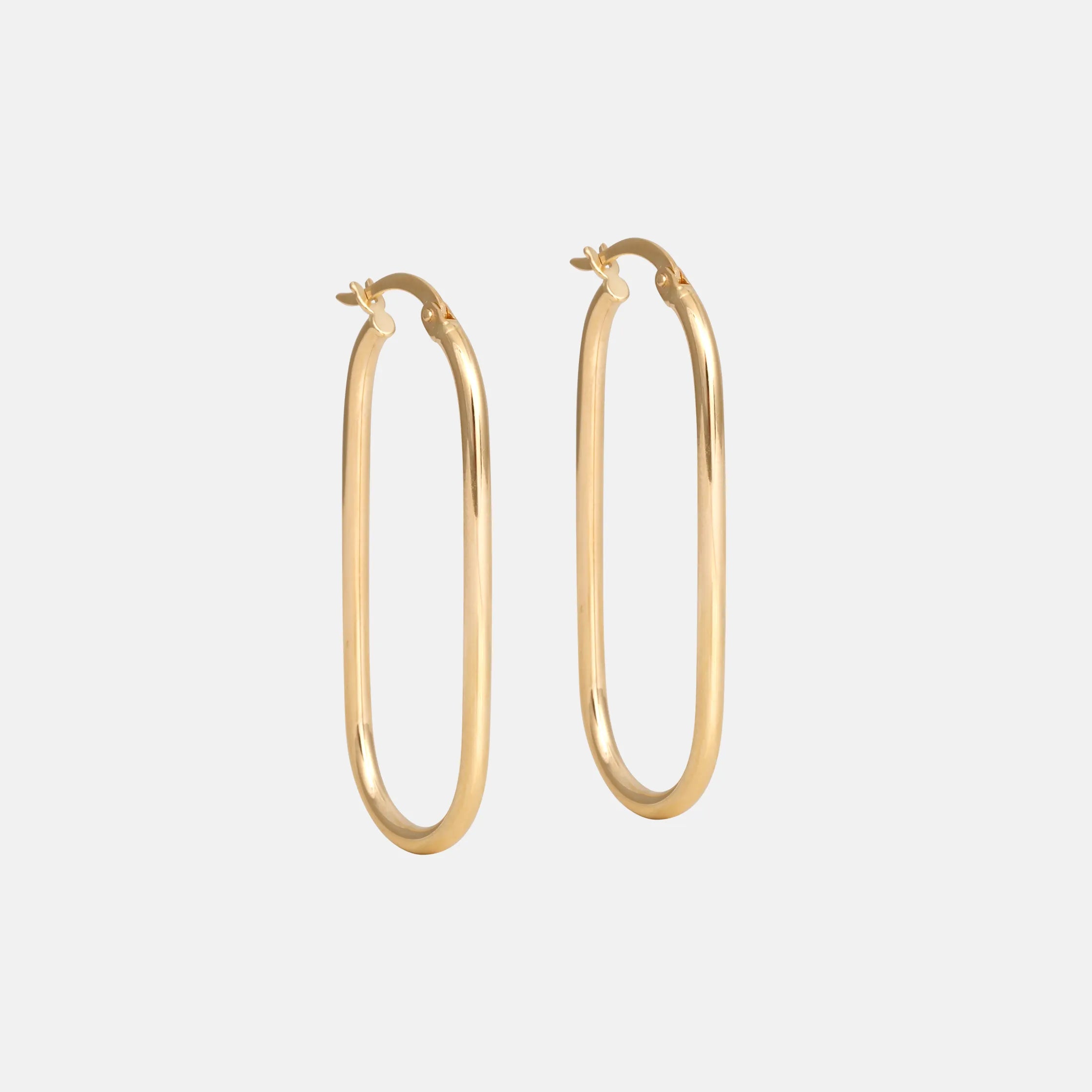 Fine Paperclip Hoop Oorbellen 14k goud, Objet Dore