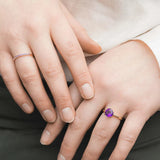 February Birthstone - Amethyst Alliance Ring 14k Yellow Gold
