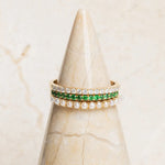 geboortesteen alliance ring in diamant tsavoriet en parel