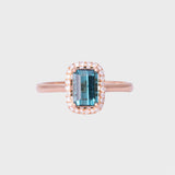 Kae - Vintage Blue Lagoon Tourmaline & Diamond Entourage Ring 18k rose gold