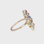 Multicolor Cabochon geslepen Saffier & Diamant Confetti Ring 14k goud, Objet Dore