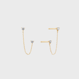 Edgy Diamond Double Chain Earring 14k gold