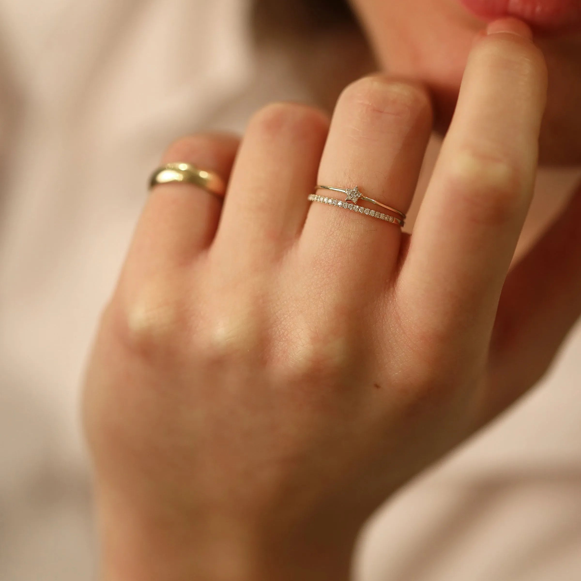 Starry Diamant Cluster Ring 14k goud, Objet Dore