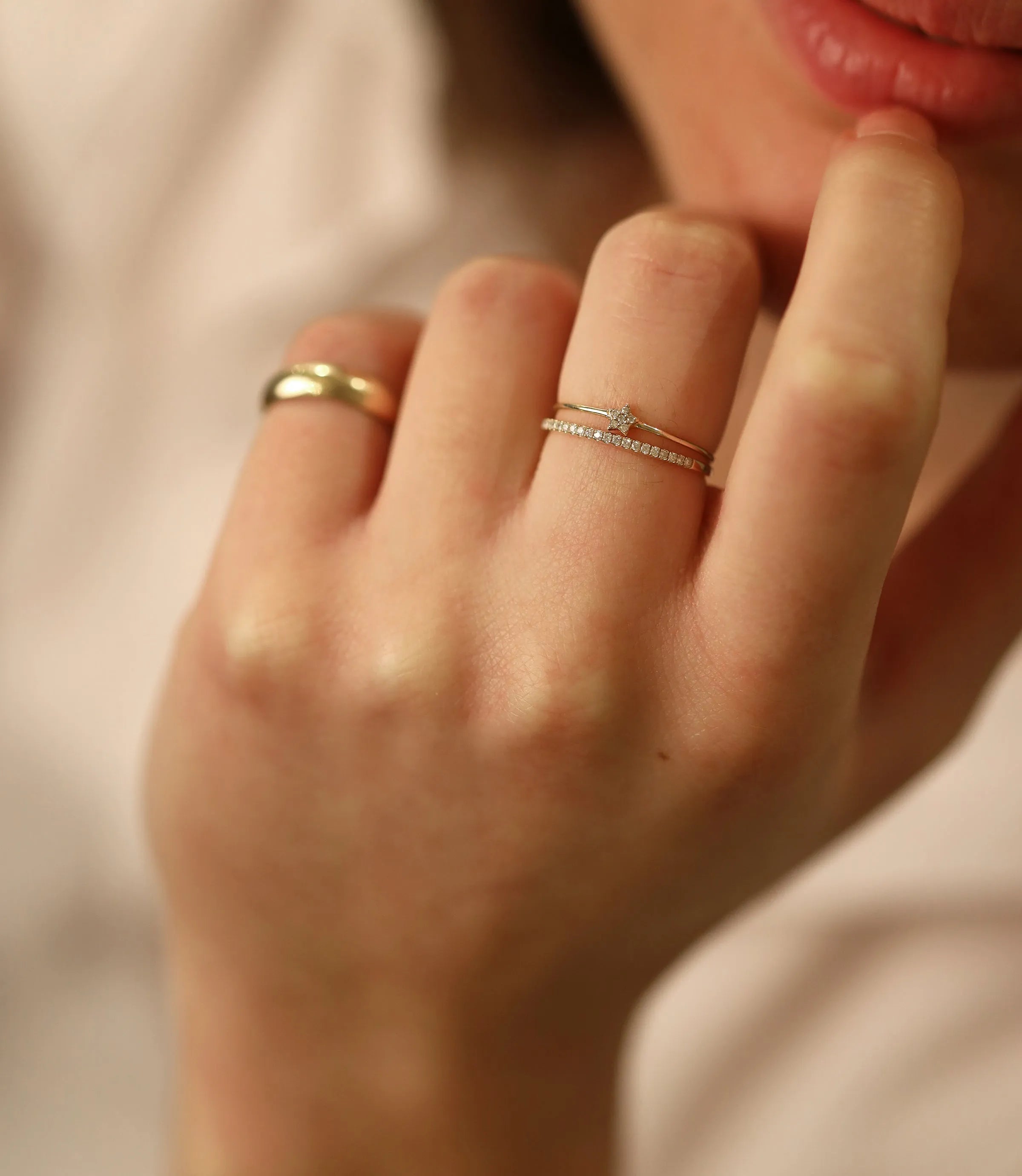 Starry Diamant Cluster Ring 14k goud, Objet Dore