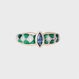 Holly - Vintage Saffier & Emaille Ring 14k goud