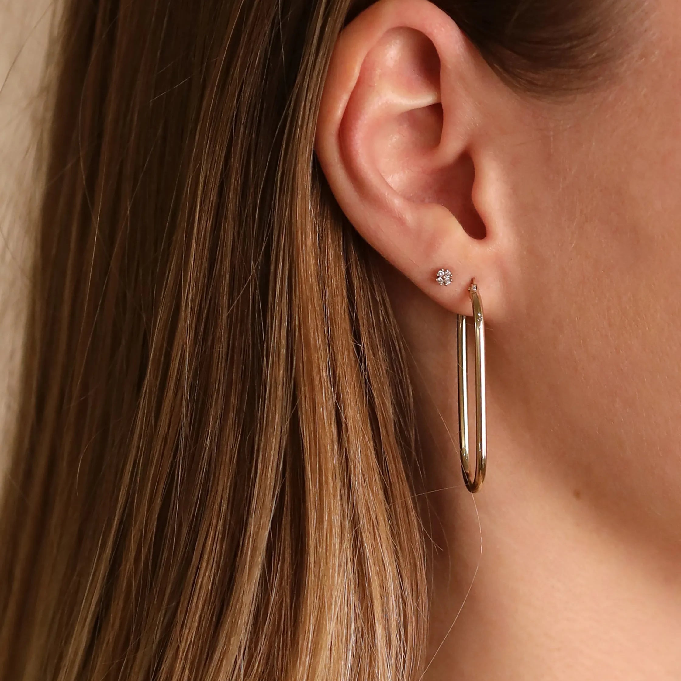 Fine Paperclip Hoop Oorbellen 14k goud, Objet Dore