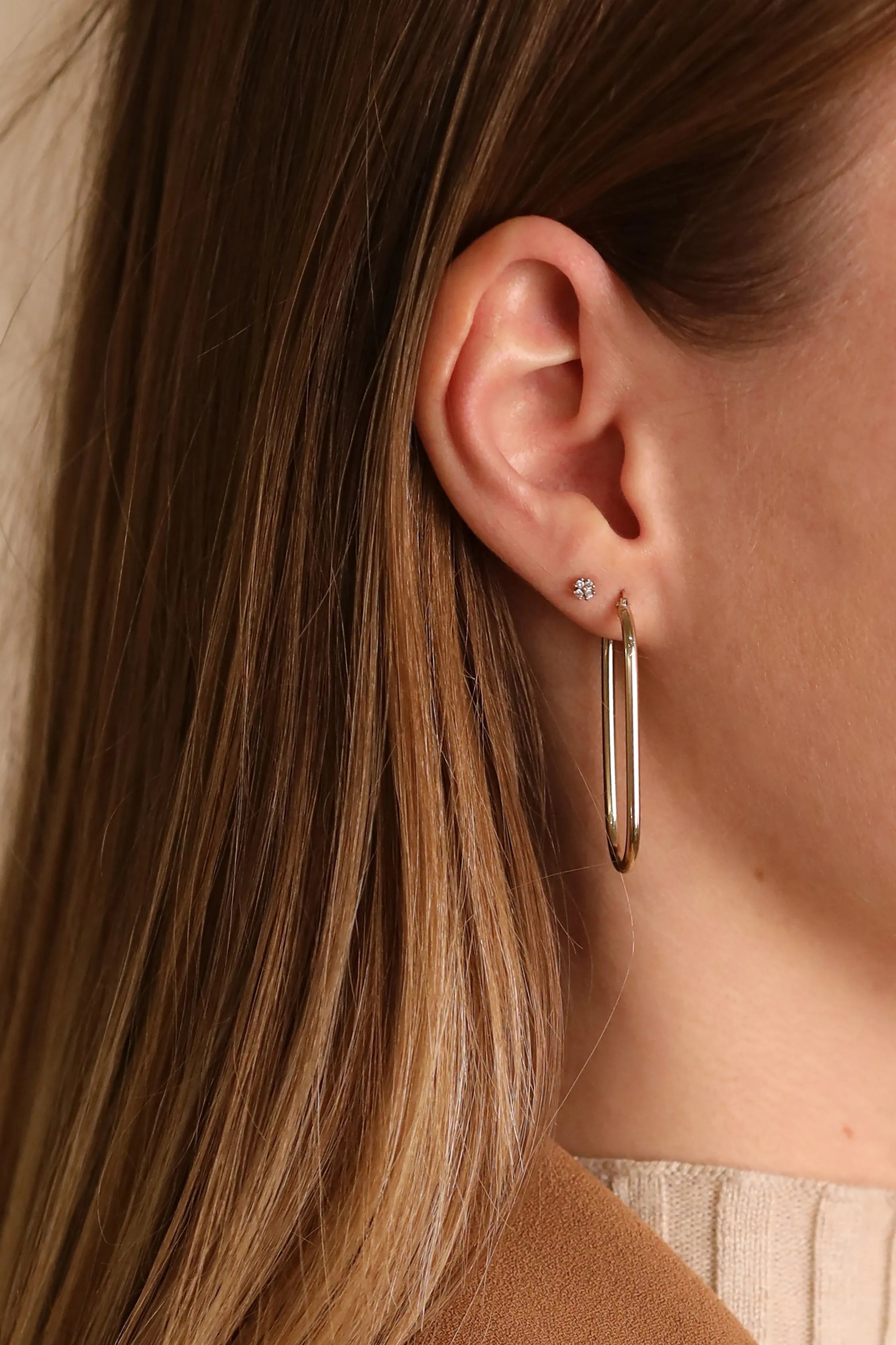 Fine Paperclip Hoop Oorbellen 14k goud, Objet Dore