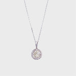 Geel-groene Diamant Cluster Collier 14k witgoud, Objet Dore