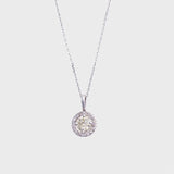 Geel-groene Diamant Cluster Collier 14k witgoud, Objet Dore