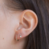 Australian Opal & White Sapphire Stud Piercing 14k Gold