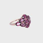 Rhonda - Vintage Rhodoliet & Diamant Cluster ring 9k, Objet Dore, Ringen