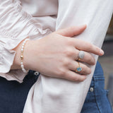 Vintage diamant en aquamarijn ring in 9 karaat goud