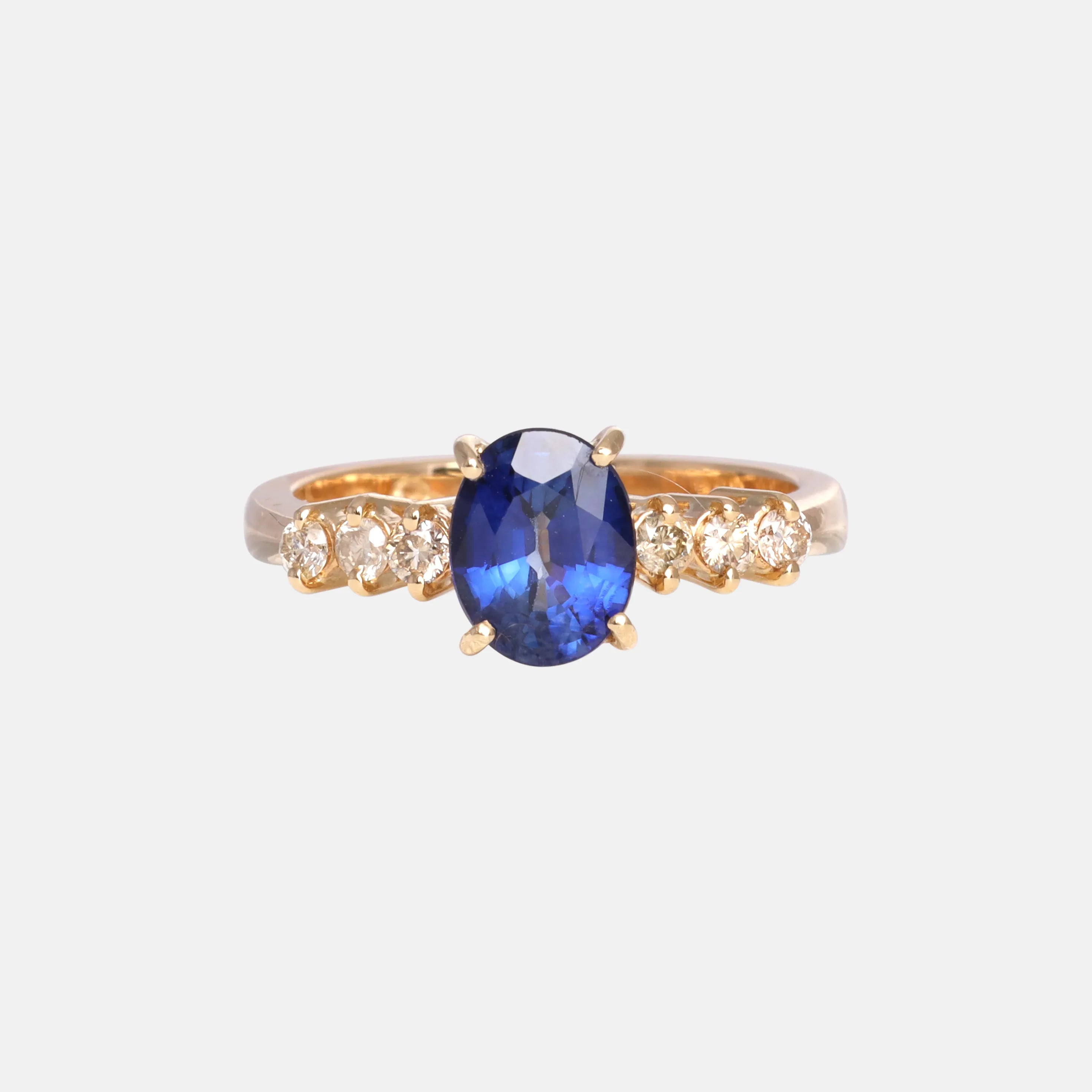 Saffier & Diamant Eye-Catcher Ring 18k goud, Objet Dore
