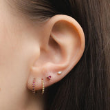 Ruby Huggie 14k gold