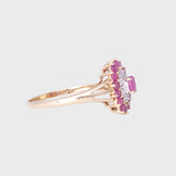 Noa - Vintage Ruby & Diamond Cluster Ring 9k