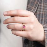 Robijn en diamant eyecatcher ring 18 karaat goud