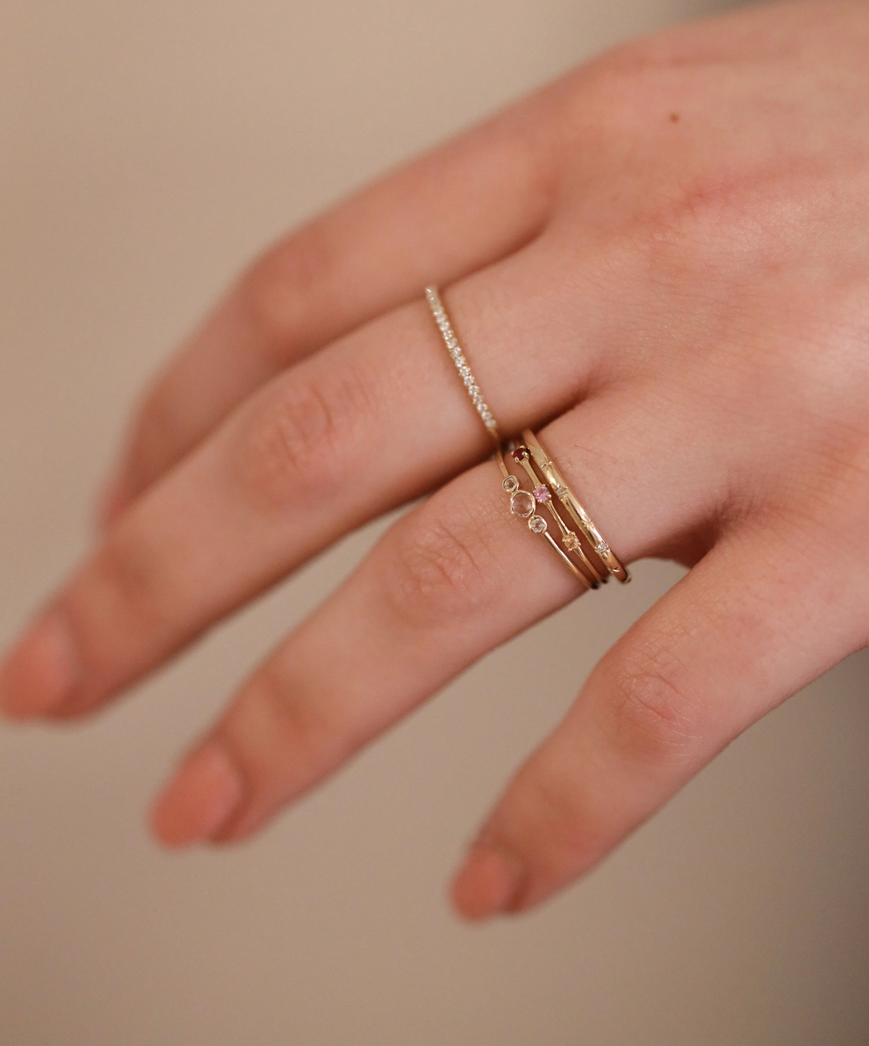 Fine Witte Topaas & Saffier Ring 14k goud, Objet Dore