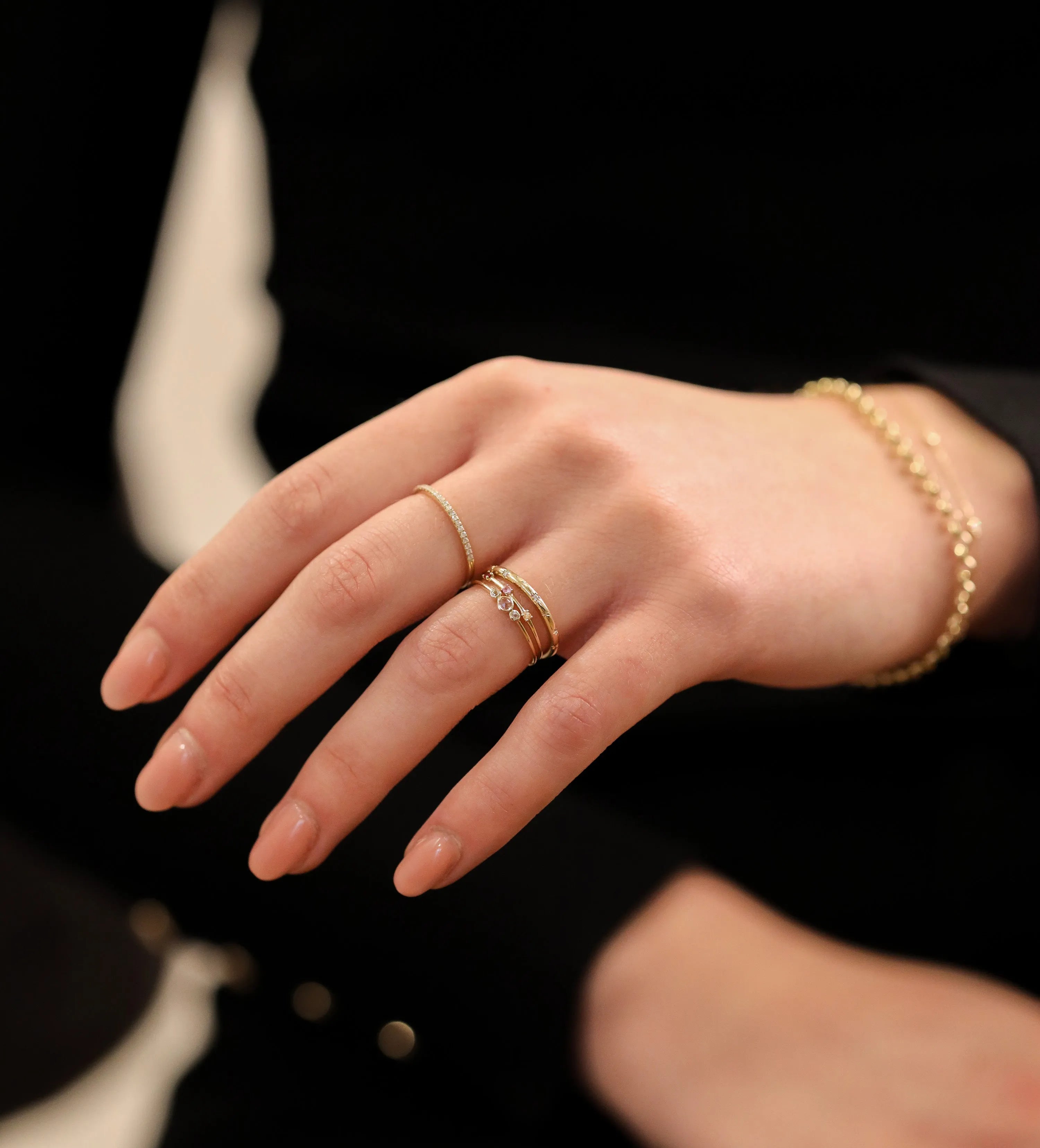 Fine Witte Topaas & Saffier Ring 14k goud, Objet Dore