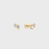 Double Diamond Stud Piercing 14k yellow gold