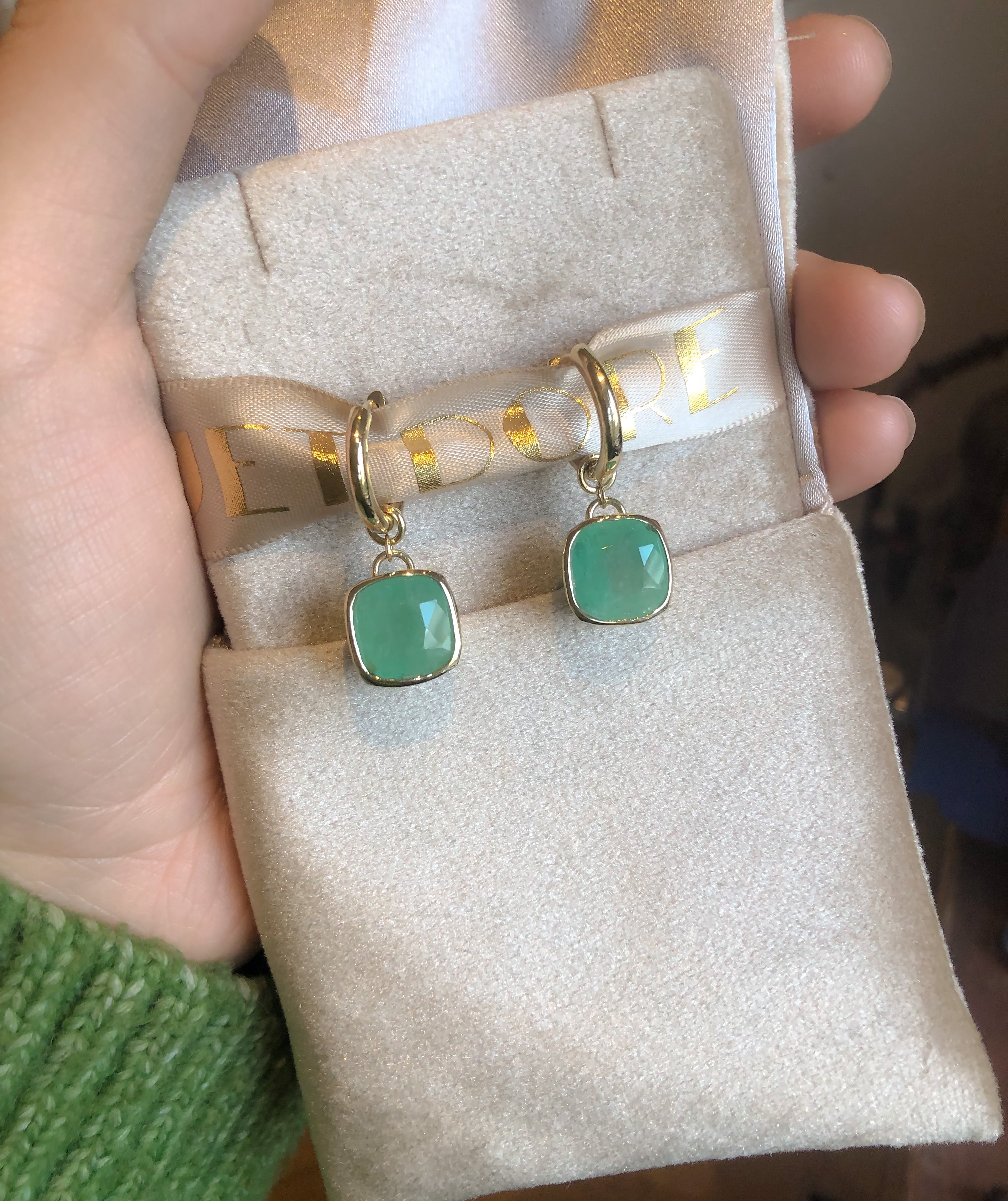 Custom-made emerald earrings