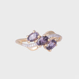 Pippa - Vintage Purple Spinel Trilogy & White Sapphire Ring 9k
